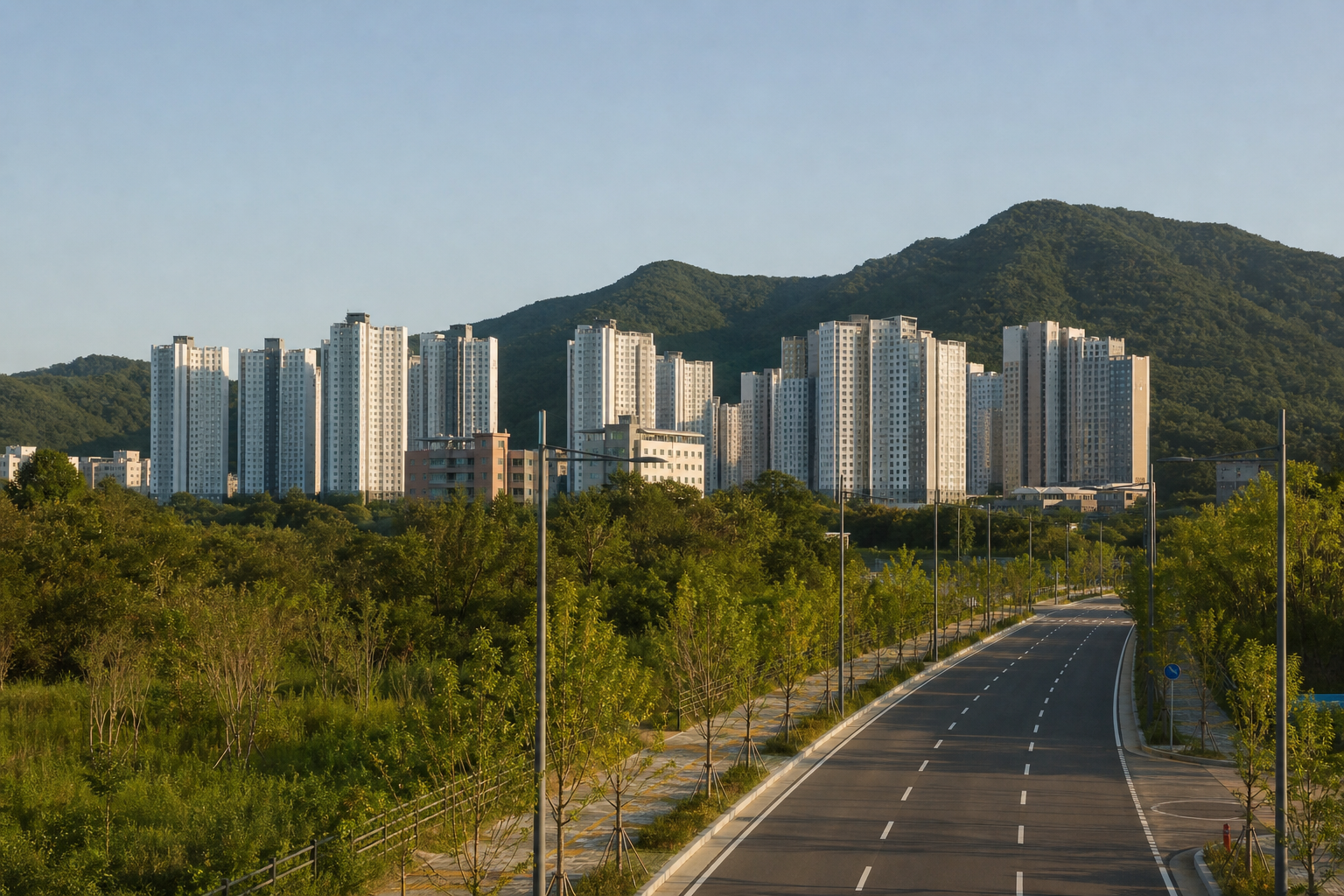 양주 주거와 언덕 전경